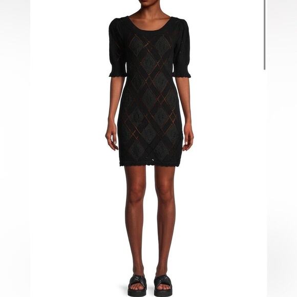 LoveShackFancy Black 100% Cotton Katara Embroidered Minidress Short Size Medium - Picture 1 of 8